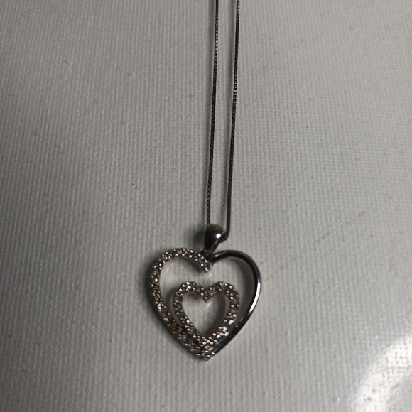 Kay's Jewelry sterling silver diamond double heart pendant necklace - Picture 2 of 4